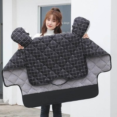 小型电动车风f挡冬季防雨前挡风被加绒加厚皮面防水电摩挡风罩小