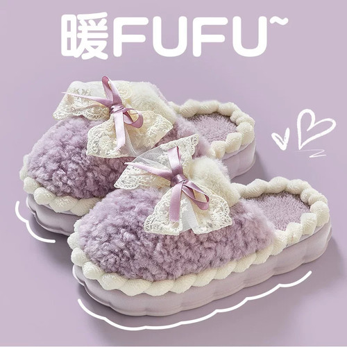 抢！【断码清仓】防滑蝴蝶结棉拖