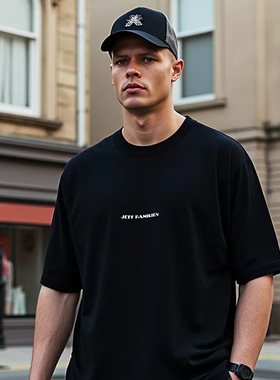 Neuink  jeff hamilton美式潮牌男女做旧涂鸦黑色短袖t恤新款夏季