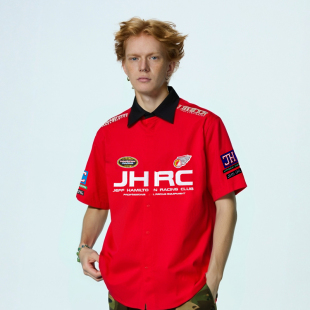 衬衫 Neuink 复古LOGO重工刺绣男女短袖 赛车系列美式 Jeffhamilton