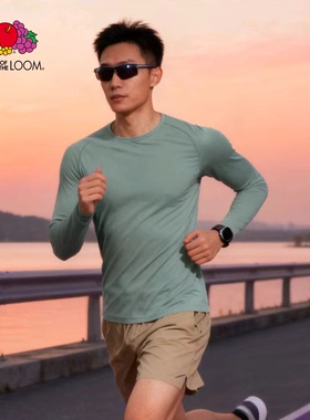 FRUIT OF THE LOOM鲜果布衣瑜伽秋冬新品透气亲肤咖啡纱长袖T恤男