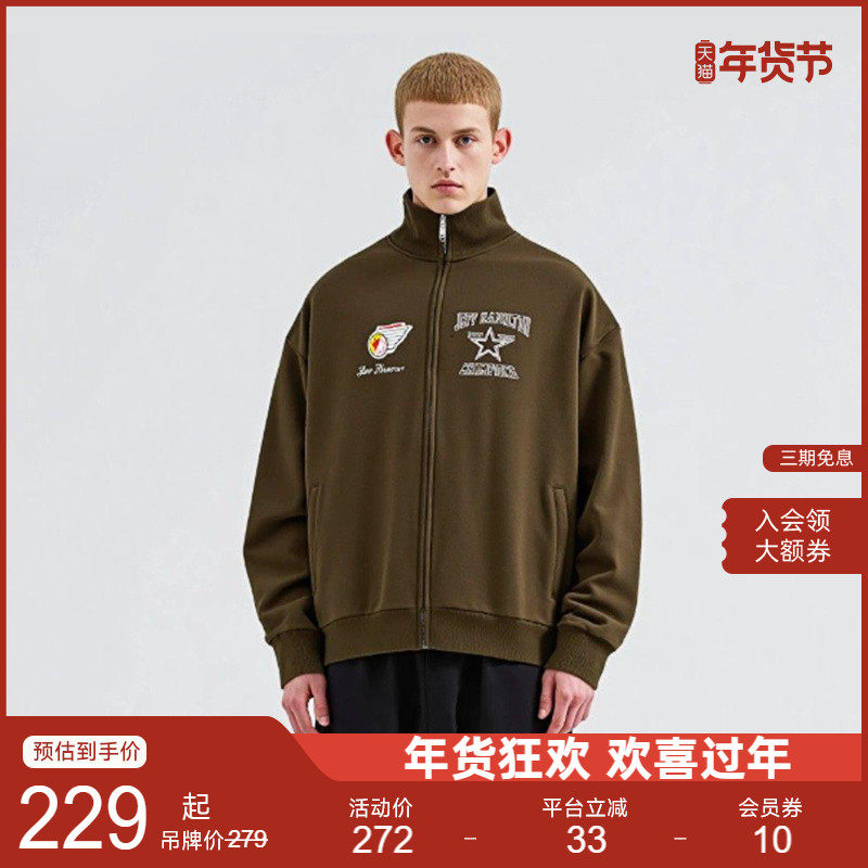 Neuink jeff hamilton橄榄球系列刺绣卫衣美式男女外套秋冬款上衣