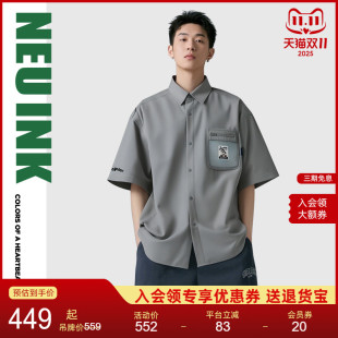夏流行衬衫 t恤2025新款 宽松衬衣 潮牌男女情侣短袖 NEUINK美式