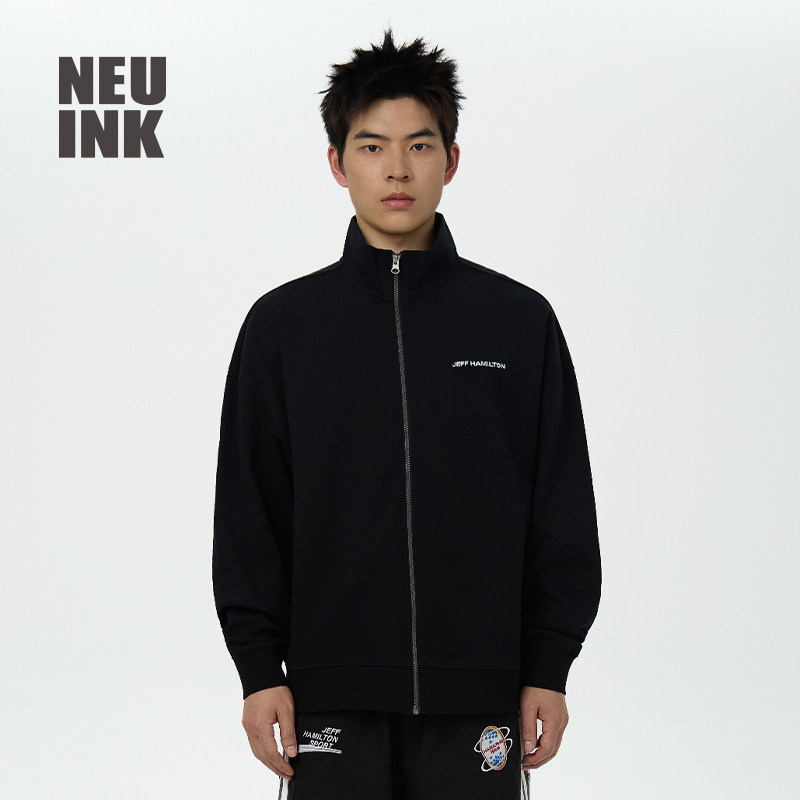 Neuink jeff hamilton基础款立领早春上衣美式卫衣外套男女情侣