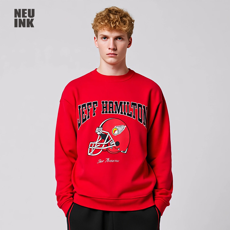 Neuink jeff hamilton橄榄球系列运动美式卫衣秋冬款男女情侣上衣
