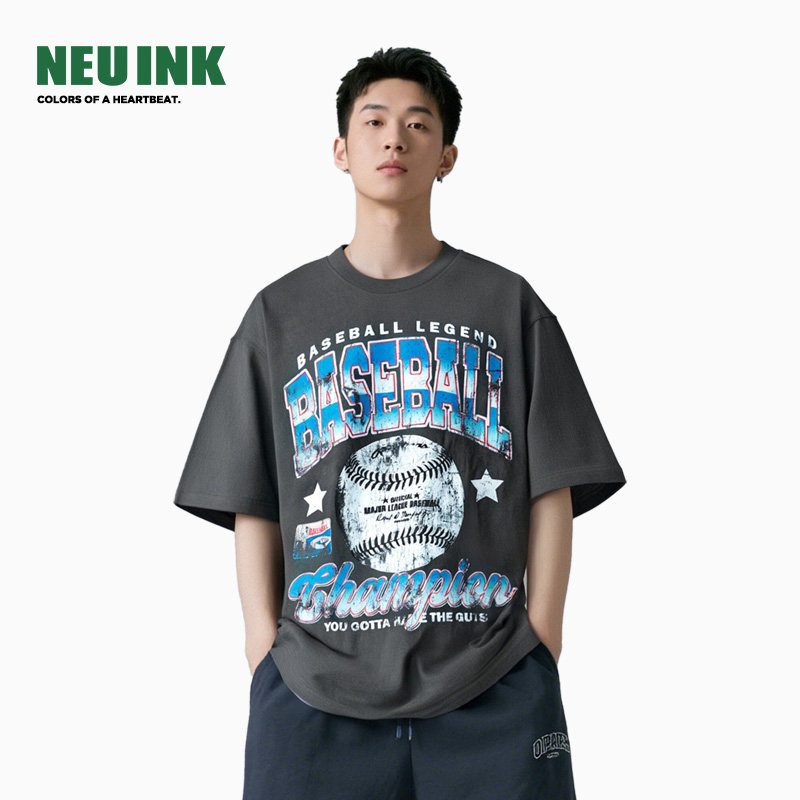 Neuink棒球传奇做旧vintage美式t恤潮牌男女重磅纯棉高街短袖夏t