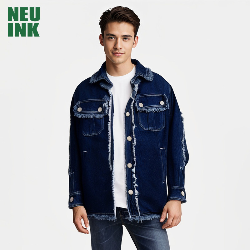 Neuink UPPY系列纯棉美式口袋毛边男女遮肉春秋开衫牛仔夹克外套