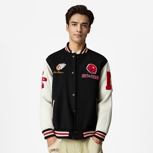 Neuink jeff hamilton橄榄球系列拼接美式外套棒球服夹克棉服男女