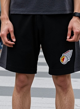 Neuink jeff hamilton赛车系列基础纯棉新款黑色美式运动短裤夏男