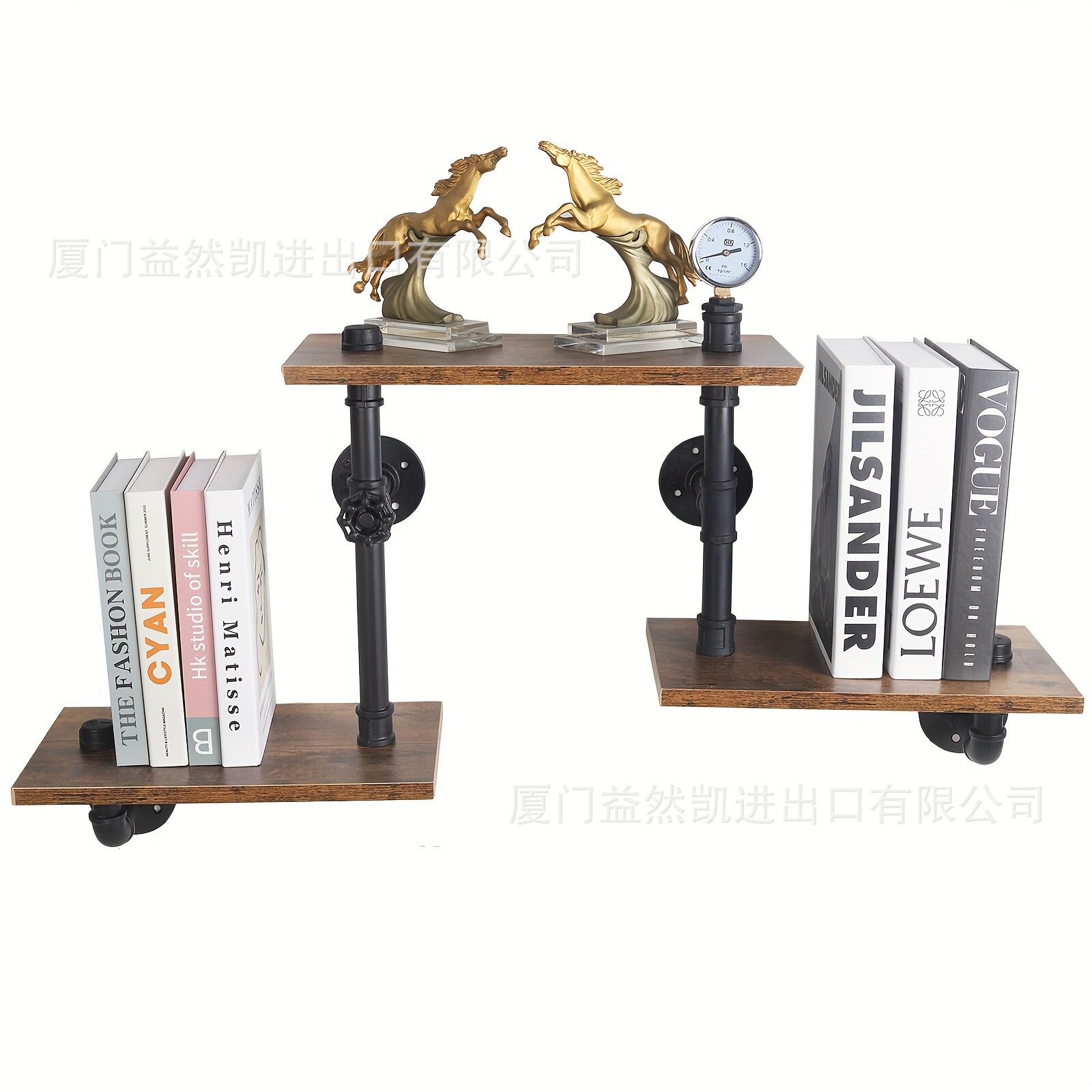 浮动架3层工业壁挂式乡村浮动管架,DIY壁架书架,储物架