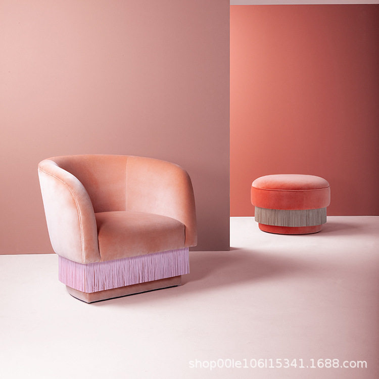 简约现代创意设计师家具布艺复刻厂家客厅酒店样板房餐厅流苏沙发