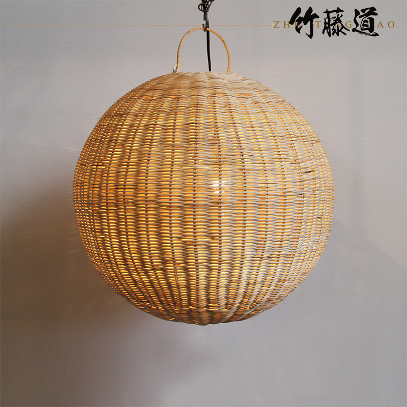 新中式吊灯手工藤艺客厅卧室书房东南亚餐厅茶室茶楼装饰藤编灯具