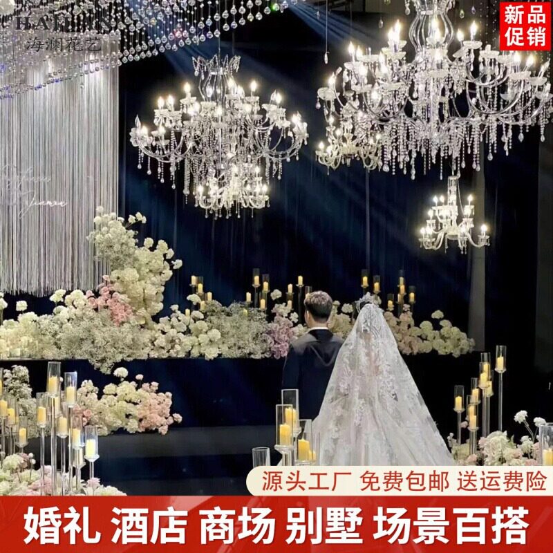 欧式复式楼水晶吊灯奢华别墅客厅旋转楼梯酒店长吊灯大宴会厅灯具