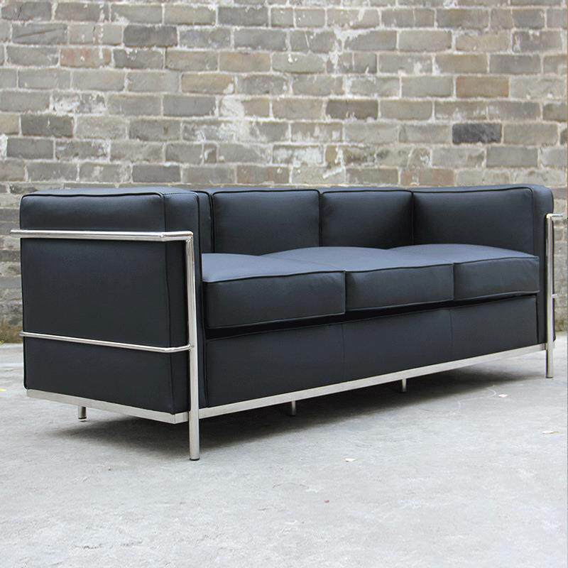 现代简约办公室沙发茶几组合洽谈会客区商务接待室三人位皮革沙发