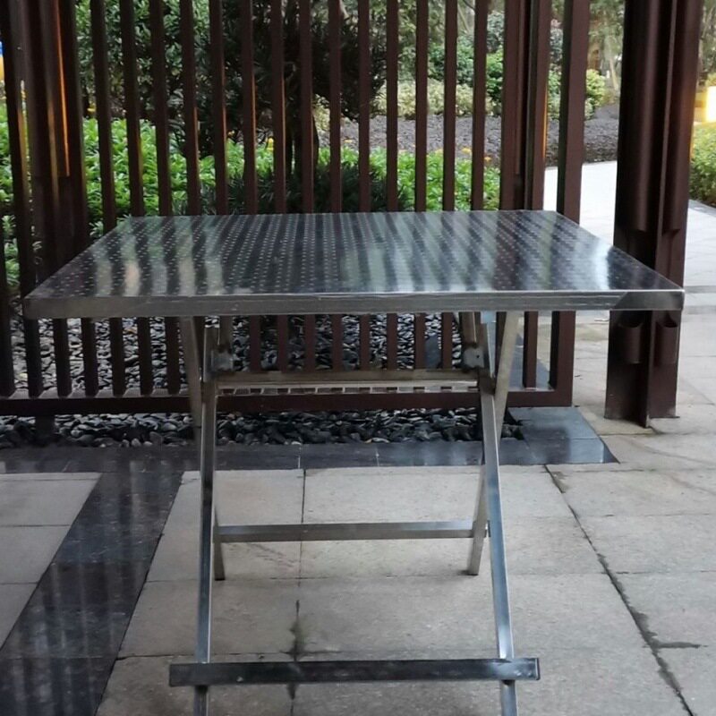 不锈钢折叠餐桌免安装便携家用