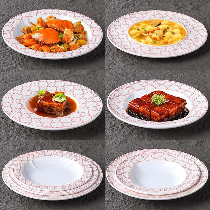 仿瓷餐具饭店中餐盘子圆形商用餐厅塑料盘装热菜大圆餐盘酒店创意