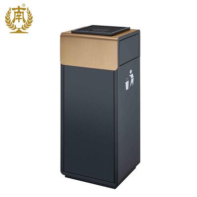 广州南方户外公共场所铁质垃圾桶黑色烤漆方形掩盖垃圾桶GPX-249