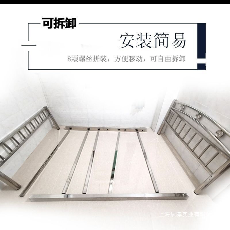 加厚不锈钢防潮湿双人床简约1.51.8公寓1.2出租房宿舍公寓铁艺床
