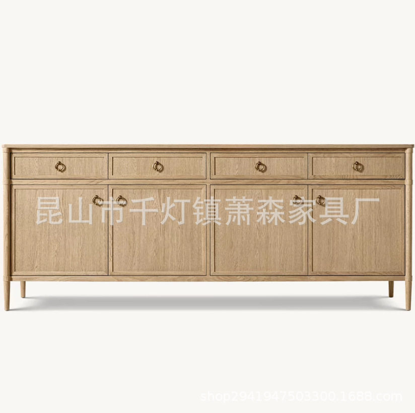 RH美式简约橡木实木边柜