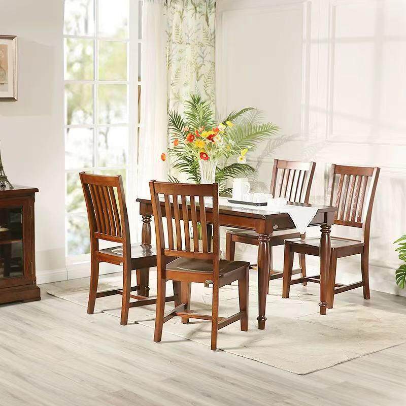 美式复古实木餐桌餐椅组合法式高级感家简约用饭桌酒店民宿木椅