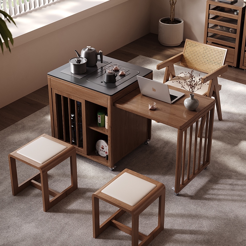 实木伸缩茶桌新中式阳台
