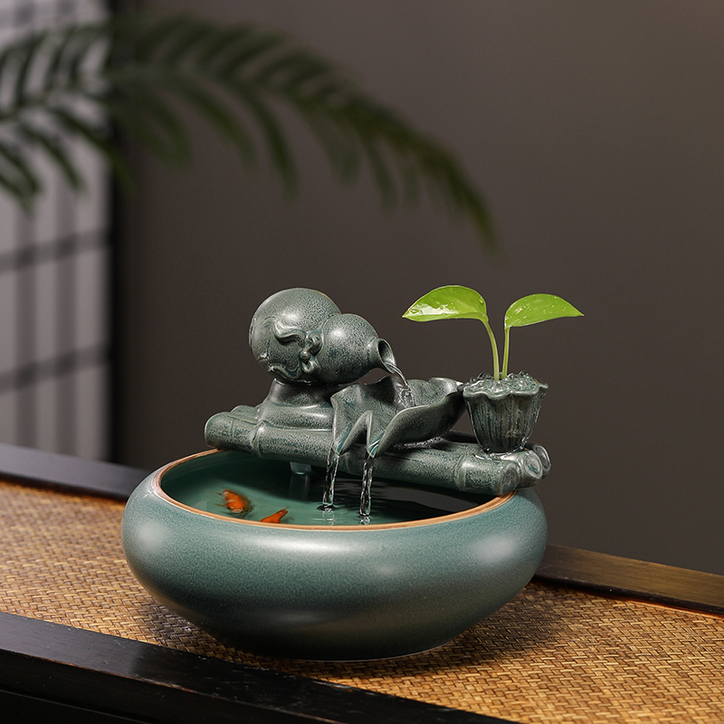 中式流水摆件禅意循环水