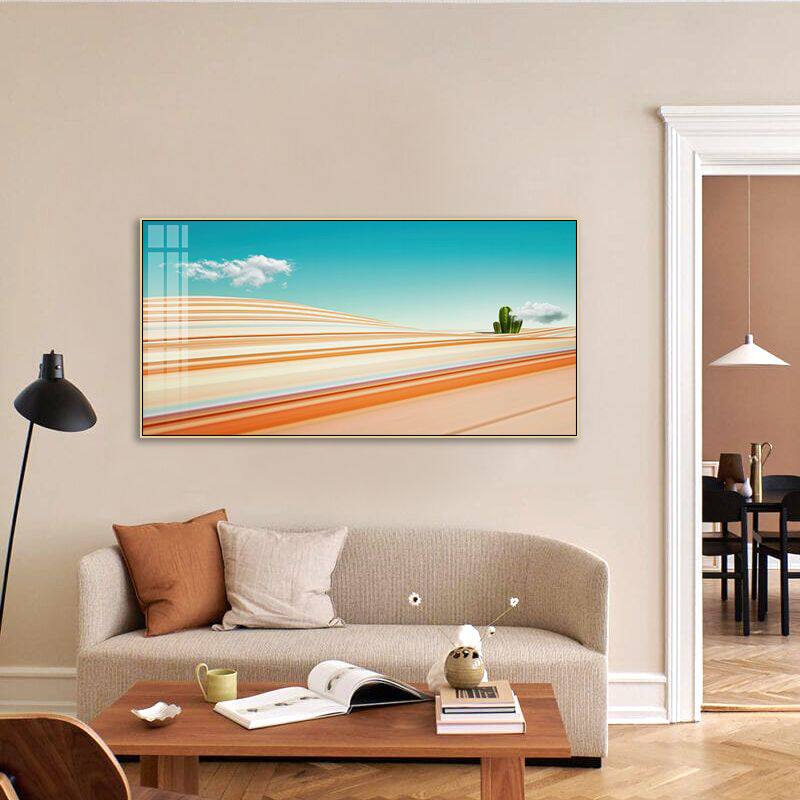 北欧彩色梦幻风景客厅背景墙装饰画酒店房间过道现代简约线条挂画