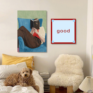 包豪斯艺术组合挂画2026新款客厅装饰画中古风大白墙几何苹果壁画