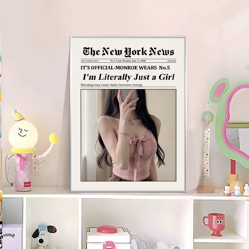 时尚画报杂志封面镜子装饰画韩国网红咖啡甜品店挂画博主拍照框画,家居饰品,现代装饰画,淘宝优惠券,粉丝福利购,淘宝优惠卷