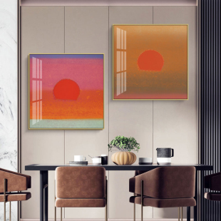 安迪沃霍尔奶油风客厅装饰画沙发背景墙挂画餐厅日出日落卧室油画