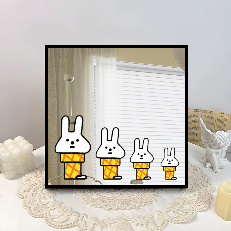 可爱卡通动物镜子画餐厅客厅挂画卧室床头墙面挂画浴室洗漱台壁画,家居饰品,现代装饰画,淘宝优惠券,粉丝福利购,淘宝优惠卷