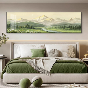 日照金山沙发背景墙挂画北欧山水风景客厅装饰画酒店床头墙面装饰