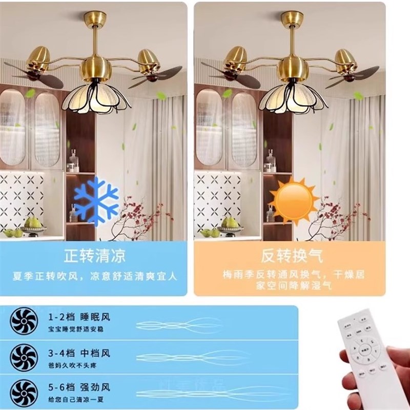 热销双头电机风扇可转动摇摆大风力大面积静音带遥控风扇吊灯中古
