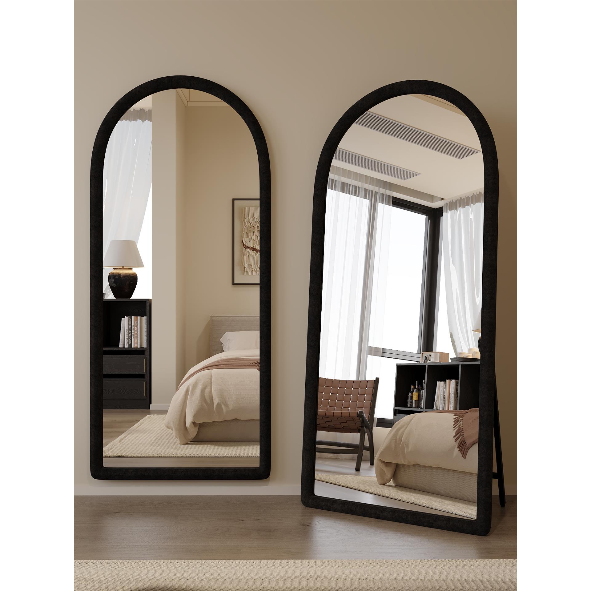 ins风镜子穿衣镜全身镜落地家用试衣镜真实不变形轻奢高级感丝绒