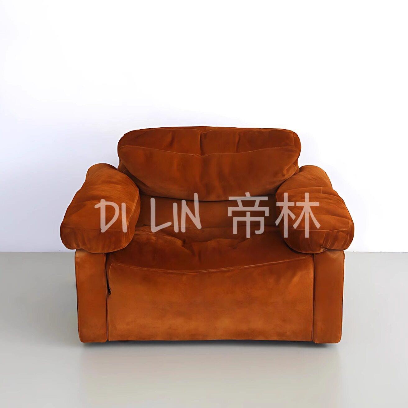 意大利中古懒人软糯糯羽绒沙发麂皮绒真皮客厅休闲现代单人沙发