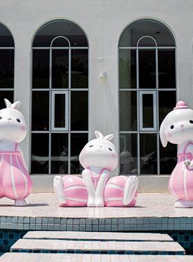卡通兔子玻璃钢雕塑户外幼儿园商场网红店门口样板间造景装饰摆件