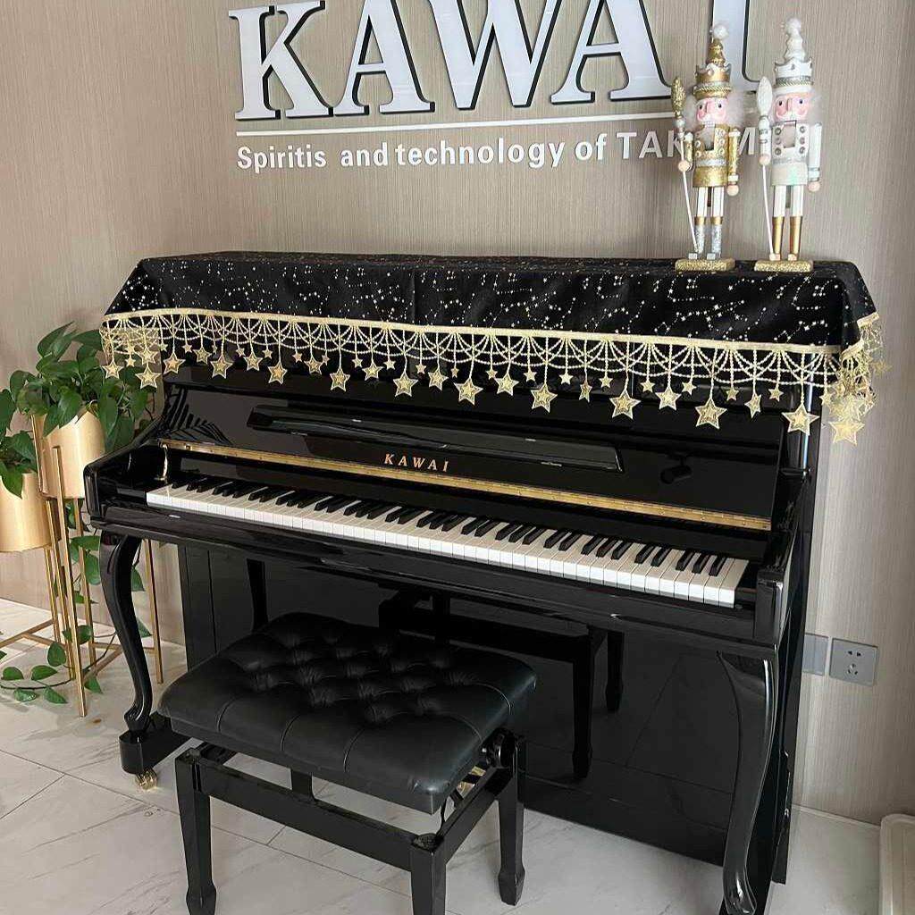 轻奢钢琴琴罩丝绒盖巾黑色立式钢琴半罩防尘罩现在简约琴披盖布