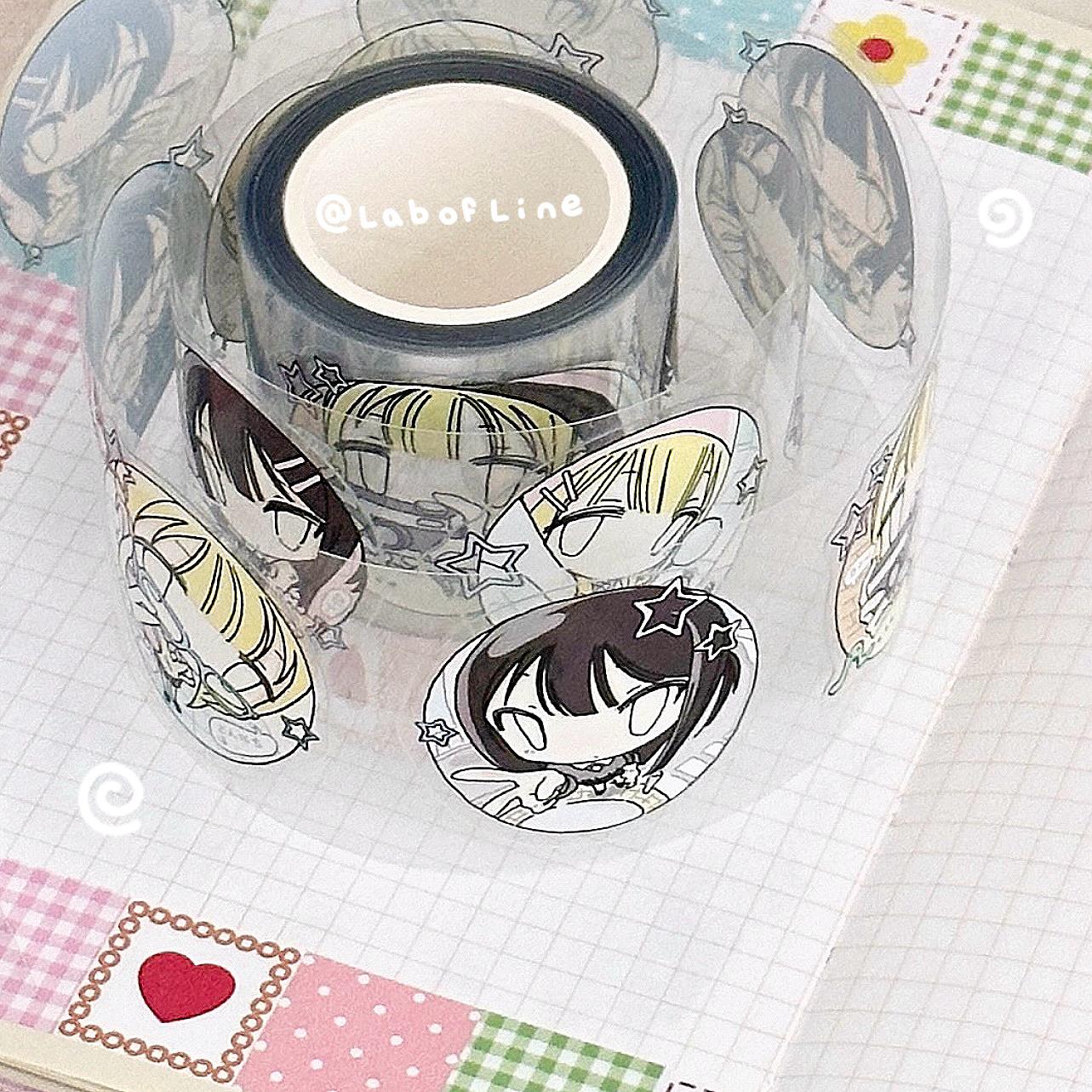 线条研究室 地球观测部 新品切模贴纸卷人物鱼眼漫画风胶带手帐