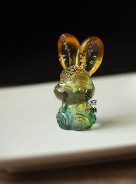新品古法琉璃十二生肖兔子摆件吉祥物本命年摆饰装饰品生日礼品