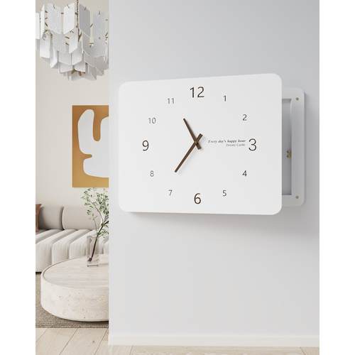 电表箱装饰画带钟表实木简约挂钟电闸配电箱遮挡时钟免打孔遮丑