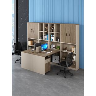 职员桌椅组合财务办公桌双人对坐办公室主管桌带高柜文员办公桌子