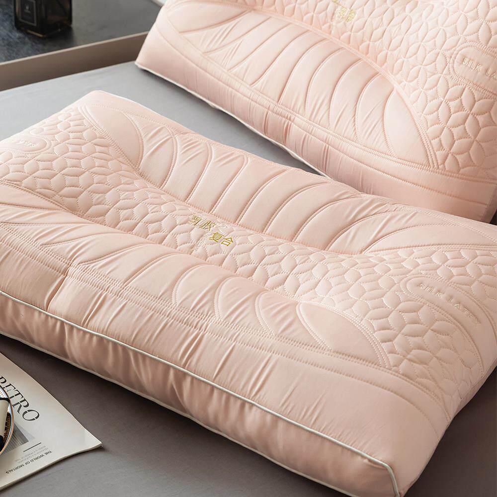 泰国天然乳胶蚕丝枕头柔软丝滑单人护颈椎助睡眠枕芯不塌陷不变形