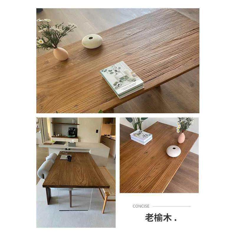 老榆木大板桌榆木板桌子实木桌面桌板旧木板原木茶桌书桌定制餐桌