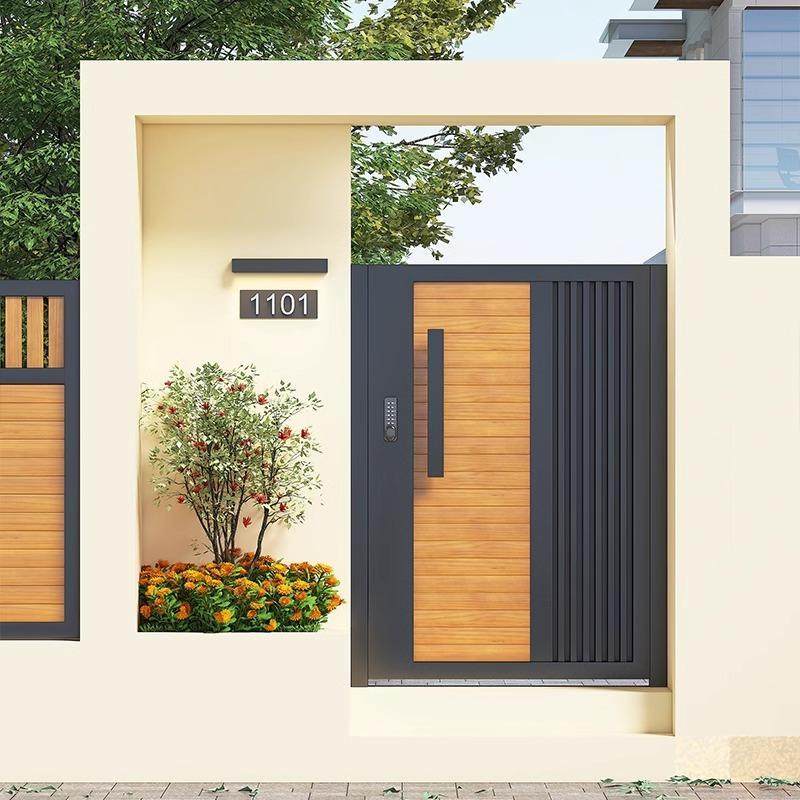 现代户外花园门铝合金别墅门入户庭院门乡村民宿院子门铝艺栅栏门