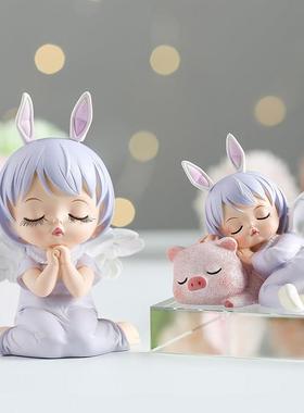 创意可爱安妮小摆件儿童房女生卧室电脑桌面车载治愈系装饰品礼物