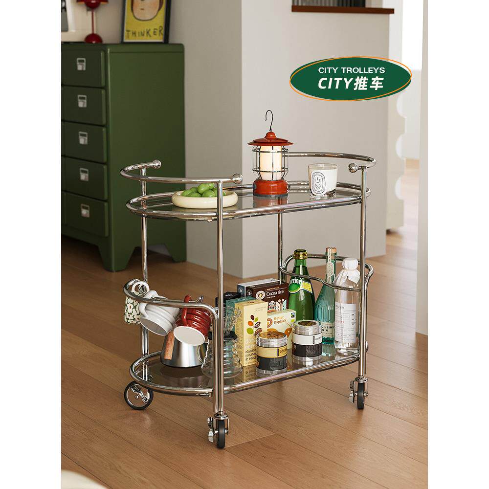 可移动边几家用客厅轻奢高级感玻璃餐车创意小户型沙发小推车茶几