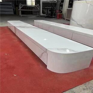 岩板电视柜 落地悬空轻奢简约鱼肚白地台地柜家用客厅电视柜茶几