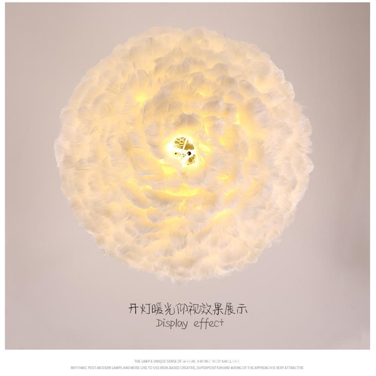 直销新款后现代轻奢简约时尚个性创意酒吧咖啡服装店LED羽毛白色