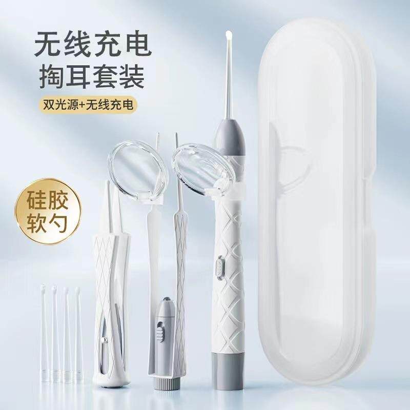直销新款发光充电耳勺软头可视带镊子婴儿耳朵神器安全套装儿童带