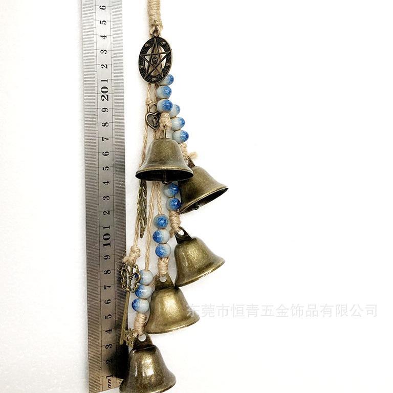 直销新款跨境新款女巫风铃纪念风铃门铃铛壁挂装铃配木珠爱心魔法